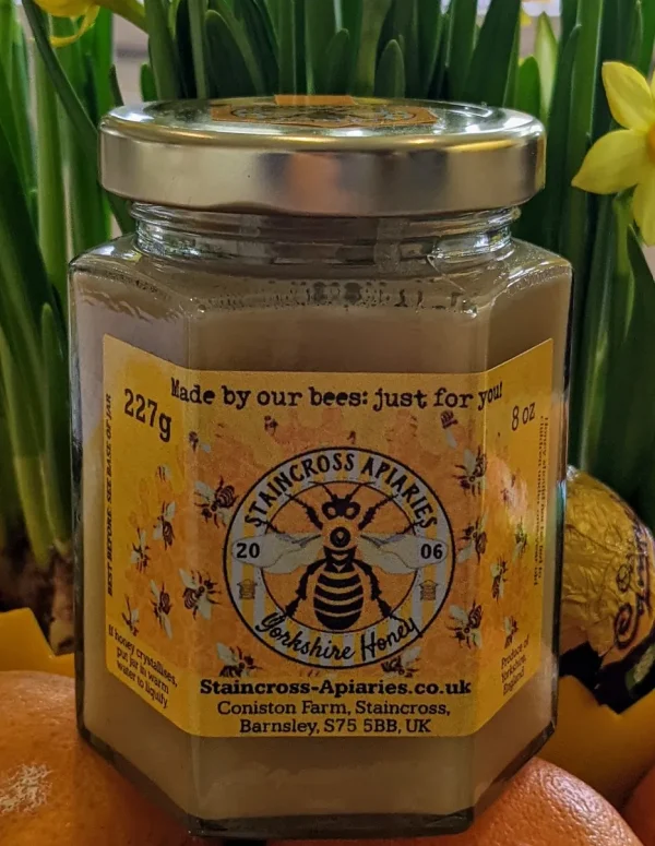 Jar of soft set Yorkshire honey from Staincross Apiaries